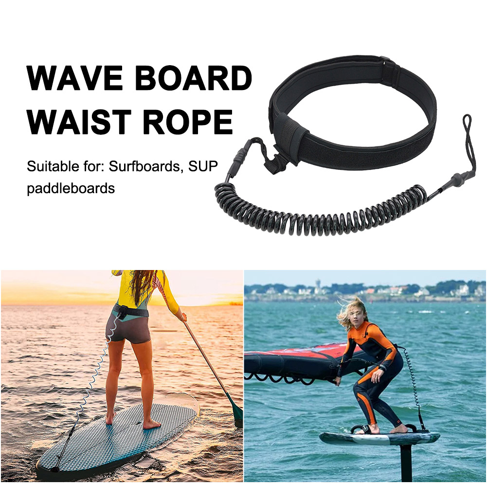 Stand Up Paddle Leash - 6mm Wassersport-Surfbrett-Leash aus TPU, Federseil, Brustgurt-Leash,
